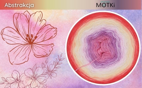 (10) Motek Ombre b/ a Abstrakcja: róż/ wrzos/ j.fiolet/ pastelowy róż/ pudrowy róż/ krem/ jasny żółty/ łososiowy/ jasny koral/ koral