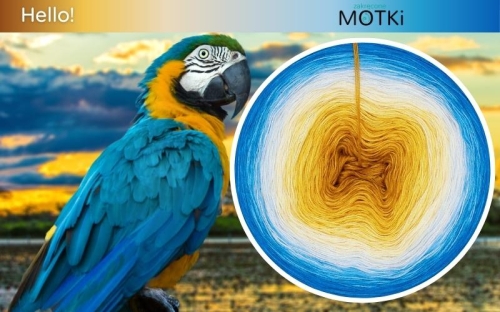 (10) Motek Ombre b/ a Hello!: curry/ kurkuma/ żółty/ intensywny żółty/ jasny żółty/ krem/ jasny błękit/ cyjan/ jasny lazur/ lazur