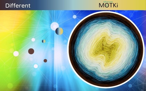 (10) Motek Ombre b/ a Different: limetka/ intensywny żółty/ jasny żółty/ jasna pistacja/ pistacja/ patyna/ jasny petrol/ petrol/ czekolada/ brąz