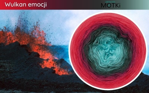 (10) Motek Ombre b/ a Wulkan emocji: opal/ morski/ ciemny szmaragd/ butelkowa zieleń/ ciemna butelka/ wino/ malaga/ burgund/ czerwień/ intensywna czerwień