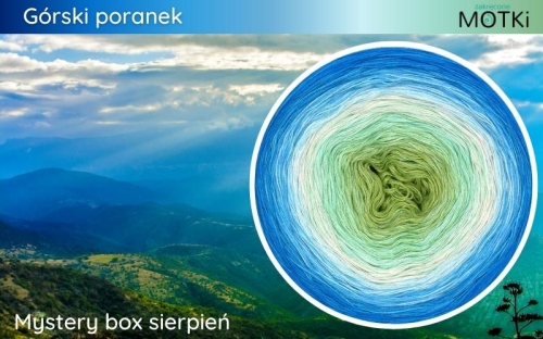 (8) Motek Ombre bawełna/akryl Górski poranek: liściasta zieleń/ mięta/ pistacja/ krem/ jasny błękit/ cyjan/ jasny lazur/ lazur