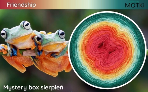 (8) Motek Ombre bawełna/akryl Friendship: koral/ jasny koral/ mango/ intensywny żółty/ jasny żółty/ pistacja/ morski/ ciemny szmaragd