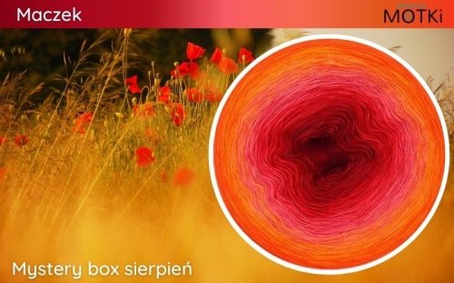 (8) Motek Ombre bawełna/akryl Maczek: burgund/ czerwień/ intensywna czerwień/ koral/ jasny koral/ mango/ jasny pomarańcz/ pomarańcz