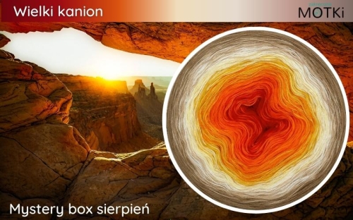 (8) Motek Ombre bawełna/akryl Wielki kanion: intensywna czerwień/ pomarańcz/ jasny pomarańcz/ żółty/ jasny żółty/ krem/ ciepły beż/ glina