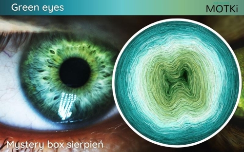 (8) Motek Ombre bawełna/akryl Green eyes: zielony/ liściasta zieleń/ mięta/ jasna pistacja/ ciemna pistacja/ opal/ morski/ ciemny szmaragd