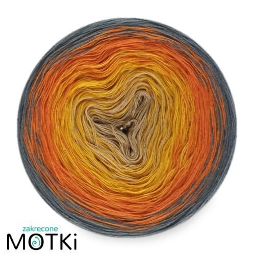 (4) Włóczka Ombre bawełna/akryl B111: ciepły beż/ kurkuma/ koniak/ szary