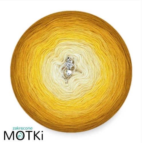 (7) Motek Ombre bawełna/akryl B901:  pudrowy beż/ jasny zółty/ słoneczny żółty/ intensywny żółty/ żółty/ kurkuma/ curry