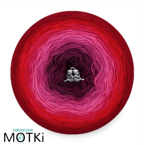 (8) Motek Ombre bawełna/akryl B903: ciemna jeżyna/ jeżyna/ fuksja/ jasna fuksja/ piwonia/ intensywna czerwień/ czerwień/ burgund