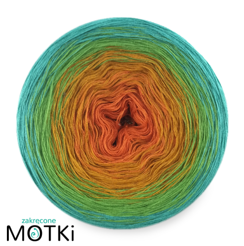 (4) Włóczka Ombre bawełna/akryl B76: koniak/ curry/ zielony/ opal