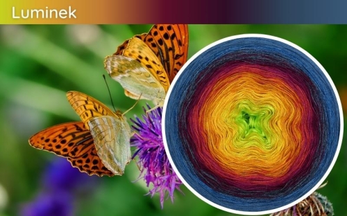 (10) Motek Ombre b/ a Luminek: neonowa zieleń/ limetka/ kurkuma/ curry/ cegła/ jeżyna/ ciemna jeżyna/ ciemny denim/ indygo/ denim