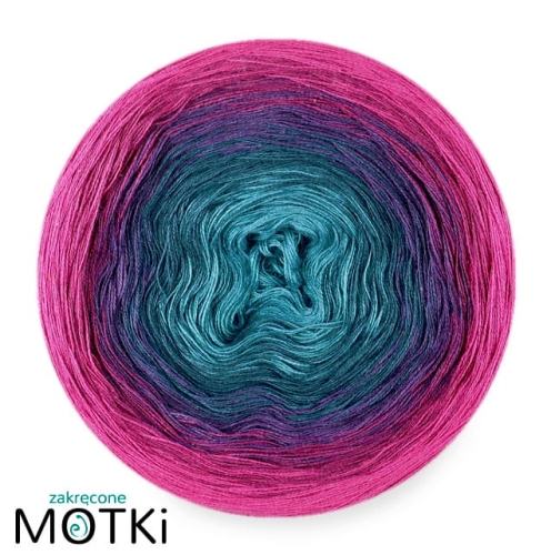(5)  Włóczka Ombre bawełna/akryl B344a: jasny petrol/ petrol/ fiolet/ jeżyna/ fuksja
