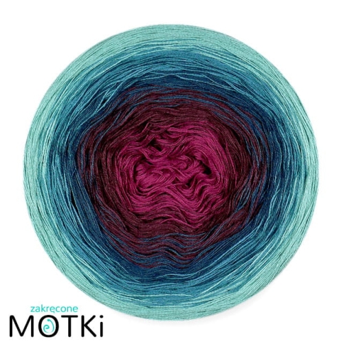 (5) Włóczka Ombre bawełna/akryl B506: jeżyna/ wino/ petrol/ jasny petrol/ patyna