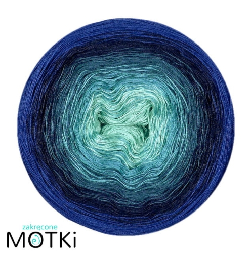 (5) Włóczka Ombre bawełna/akryl B509a: patyna/ jasny petrol/ petrol/ granat/ ciemny niebieski