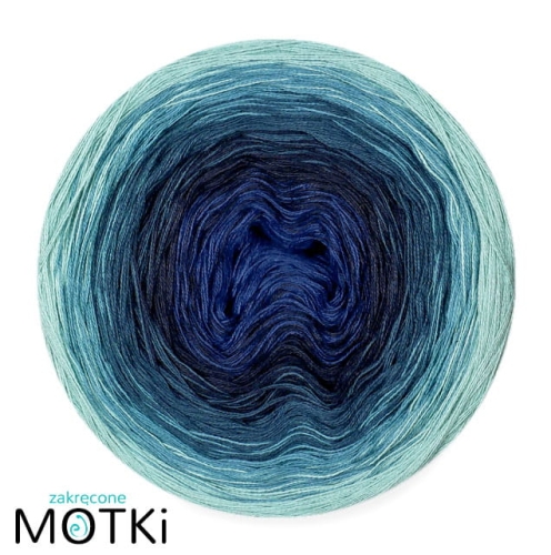 (5) Włóczka Ombre bawełna/akryl B509: ciemny niebieski/ granat/ petrol/ jasny petrol/ patyna