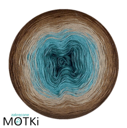 (5)  Włóczka Ombre bawełna/akryl B653: petrol/ jasny petrol/ beżowo-szary/ orzech/ brąz