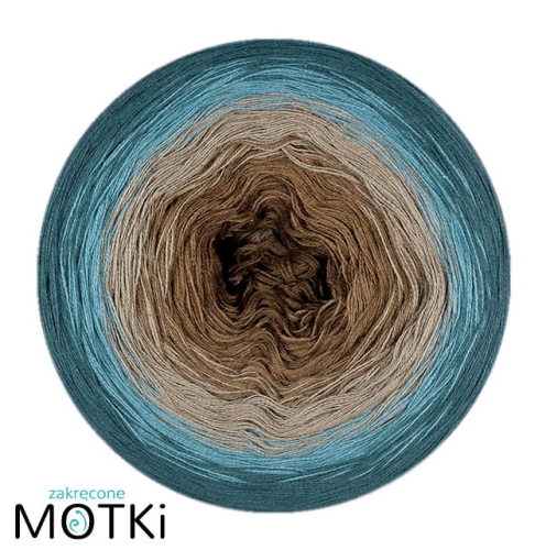(5)  Włóczka Ombre bawełna/akryl B653a: brąz/ orzech/ beżowo-szary/ jasny petrol/ petrol