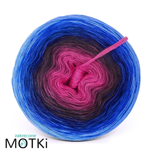 (8) Motek Ombre bawełna/akryl Kwiat Fuksji: fuksja/ jeżyna/ ciemna jeżyna/ czekolada/ granat/ ciemny niebieski/ kobalt/ atrament