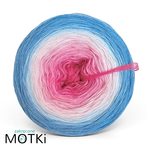(8) Motek Ombre bawełna/akryl OK9: jasna fuksja/ magneta/ landrynkowy róż/ pastelowy róż/ pudrowy róż/ jasny niebieski/ błękit/ jeans