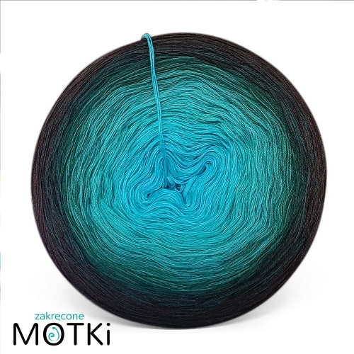 (8) Motek Ombre bawełna/akryl Nocne Niebo: turkus/ grynszpan/ opal/ morski/ ciemny szmaragd/ butelkowa zieleń/ ciemna butelka/ czekolada
