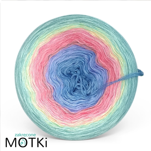 (8) Motek Ombre bawełna/akryl Sen Jednorożca: jeans/ błękit/ krokus/ magneta/ landrynkowy róż/ jasny żółty/ pistacja/ patyna