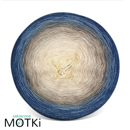 (7) Włoczka Ombre bawełna/akryl Morskie Oko: krem/ pudrowy beż/ chłodny beż/ zimny beż/ szary/ niebieski/ indygo