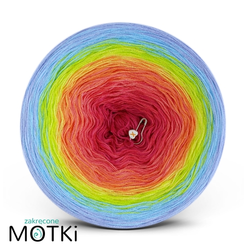 (8) Motek Ombre bawełna/akryl Balonowe Szaleństwo: piwonia/ koral/ jasny koral/ mango/ słoneczny żółty/ neonowa zieleń/ baby blue/ krokus