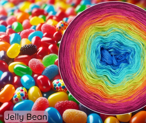 (6)  Włóczka Ombre Jelly Bean b/a: lapis/turkus/kiwi/mango/fuksja/jeżyna 