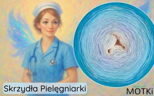 (4)  Bawełna Zero Waste Skrzydła Pielęgniarki: latte/ jasny niebieski/ błękit/ turkus