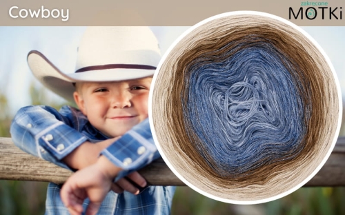 (8) Motek Ombre bawełna/akryl Cowboy: niebieski/ denim/ indygo/ ciemny denim/ brąz/ orzech/ beżowo-szary/ ciemny beż