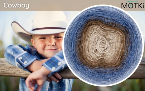 (8) Motek Ombre bawełna/akryl Cowboy: ciemny beż/ beżowo-szary/ orzech/ brąz/ ciemny denim/ indygo/ denim/ niebieski