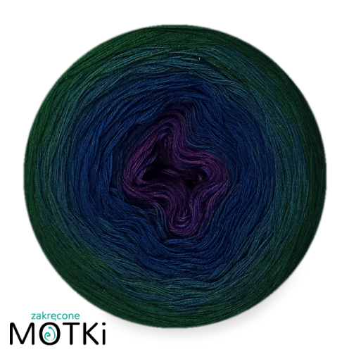 (4) Włóczka Ombre bawełna/akryl B460a: fiolet/ ciemny niebieski/ petrol/ butelkowa zieleń
