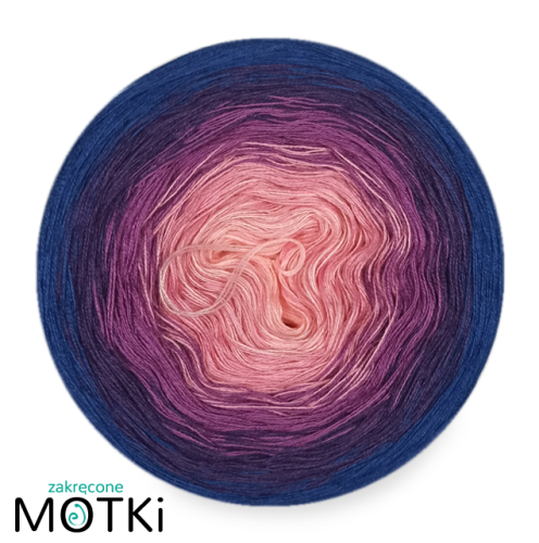 (5) Włóczka Ombre bawełna/akryl B478: jasny róż/ róż/ oleander/ fiolet/ ciemny niebieski