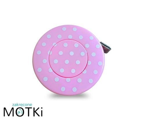 Miarka różowa w kropki-centymetr krawiecki 150 cm-1 sztuka