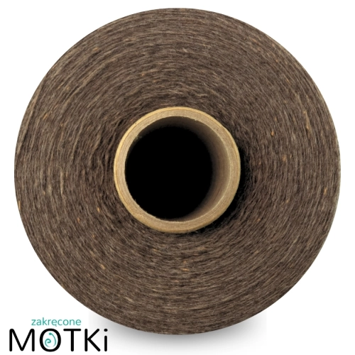 brąz melanż 50% wełna/ 25% jedwabne nopki/ 25% poliamid szpula 1000m na 3 nitki 200g