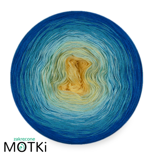 (4) Włóczka Ombre bawełna/akryl B500: jasny żółty/ jasny błękit/ cyjan/ lazur