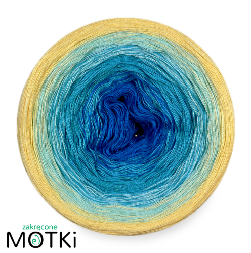 (4) Włóczka Ombre bawełna/akryl B500a: lazur/ cyjan/ jasny błękit/ jasny żółty