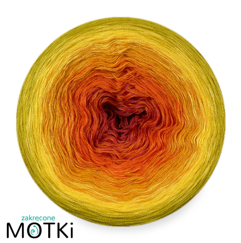 (5) Włóczka Ombre bawełna/akryl B507: cegła/ koniak/ kurkuma/ słoneczny żółty/ limetka