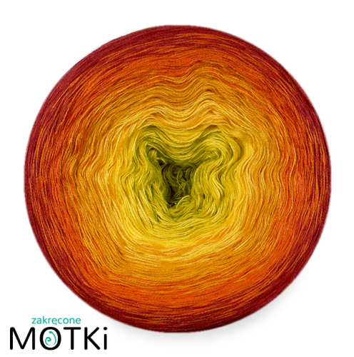 (5) Włóczka Ombre bawełna/akryl B507a: limetka/ słoneczny żółty/ kurkuma/ koniak/ cegła