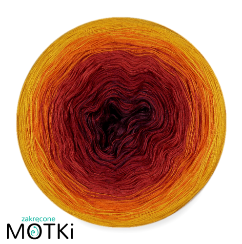 (5) Włóczka Ombre bawełna/akryl B510: wino/ malaga/ cegła/ koniak/ kurkuma