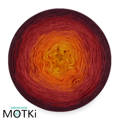 (5) Włóczka Ombre bawełna/akryl B510a: kurkuma/ koniak/ cegła/ malaga/ wino