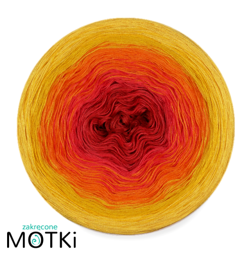 (5) Włóczka Ombre bawełna/akryl B511: cegła/ koral/ mango/ żółty/ intensywny żółty