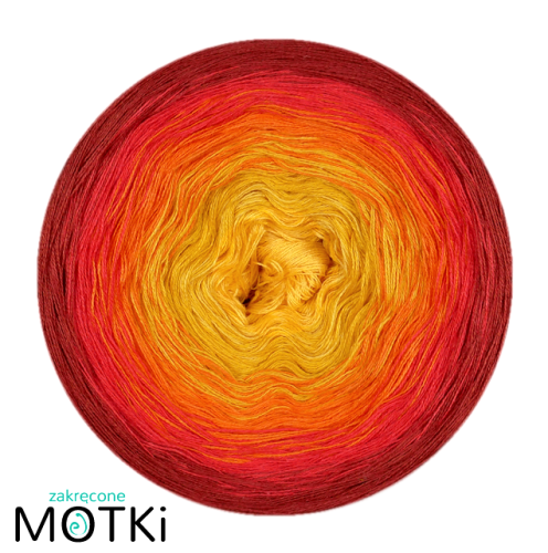 (5) Włóczka Ombre bawełna/akryl B511a: intensywny żółty/ żółty/ mango/ koral/ cegła