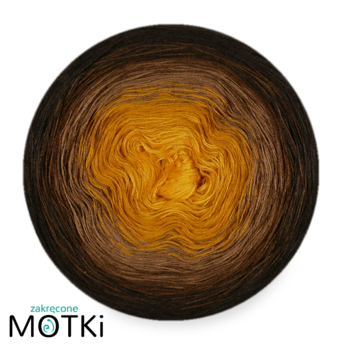 (5) Włóczka Ombre bawełna/akryl B513: kurkuma/ curry/ orzech/ brąz/ czekolada
