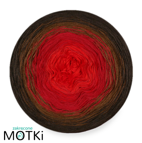 (4) Włóczka Ombre bawełna/akryl B514: czerwień/ burgund/ brąz/ czekolada