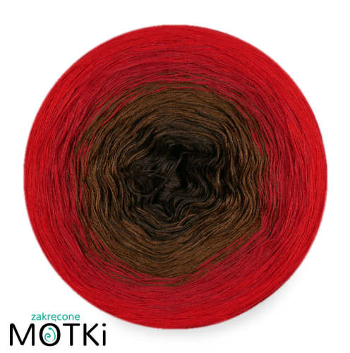 (4) Włóczka Ombre bawełna/akryl B514a: czekolada/ brąz/ burgund/ czerwień