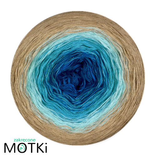 (5) Włóczka Ombre bawełna/akryl B515: lazur/ cyjan/ jasny błękit/ ciepły beż/ ciemny beż
