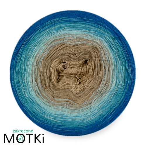 (5) Włóczka Ombre bawełna/akryl B515a: ciemny beż/ ciepły beż/ jasny błękit/ cyjan/ lazur