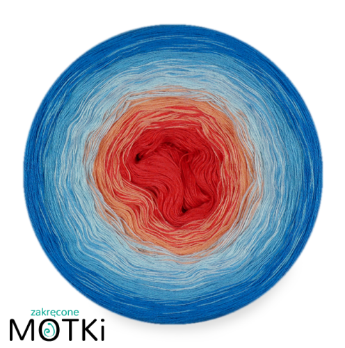 (5) Włóczka Ombre bawełna/akryl B516: koral/ łososiowy róż/ jasny błękit/ cyjan/ lazur