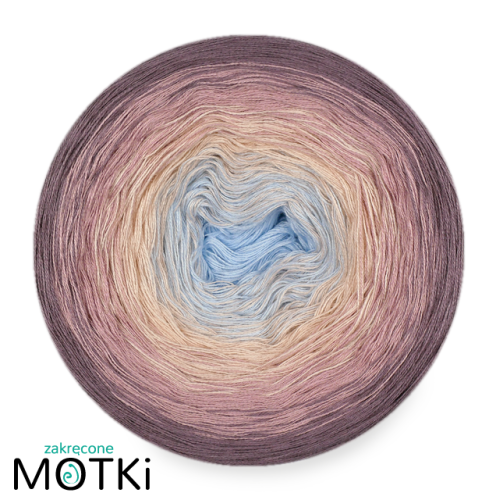 (4) Włóczka Ombre bawełna/akryl B518: jasny niebieski/ jasna brzoskwinia/ lila/ brudny fiolet