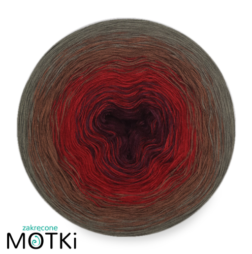 (4) Włóczka Ombre bawełna/akryl B392: bordo/ burgund/ orzech/ khaki